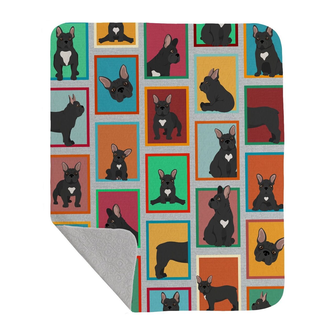 Edge Collections - 50" x 60" - Multicolor - French Bulldog Quilted Decorative Throw Blanket - 1 Piece